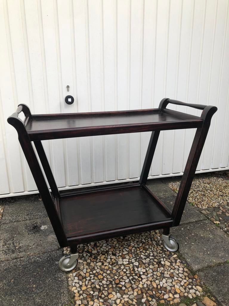 Retro serveertrolley - Vintage houten theewagen, Antiek en Kunst, Ophalen