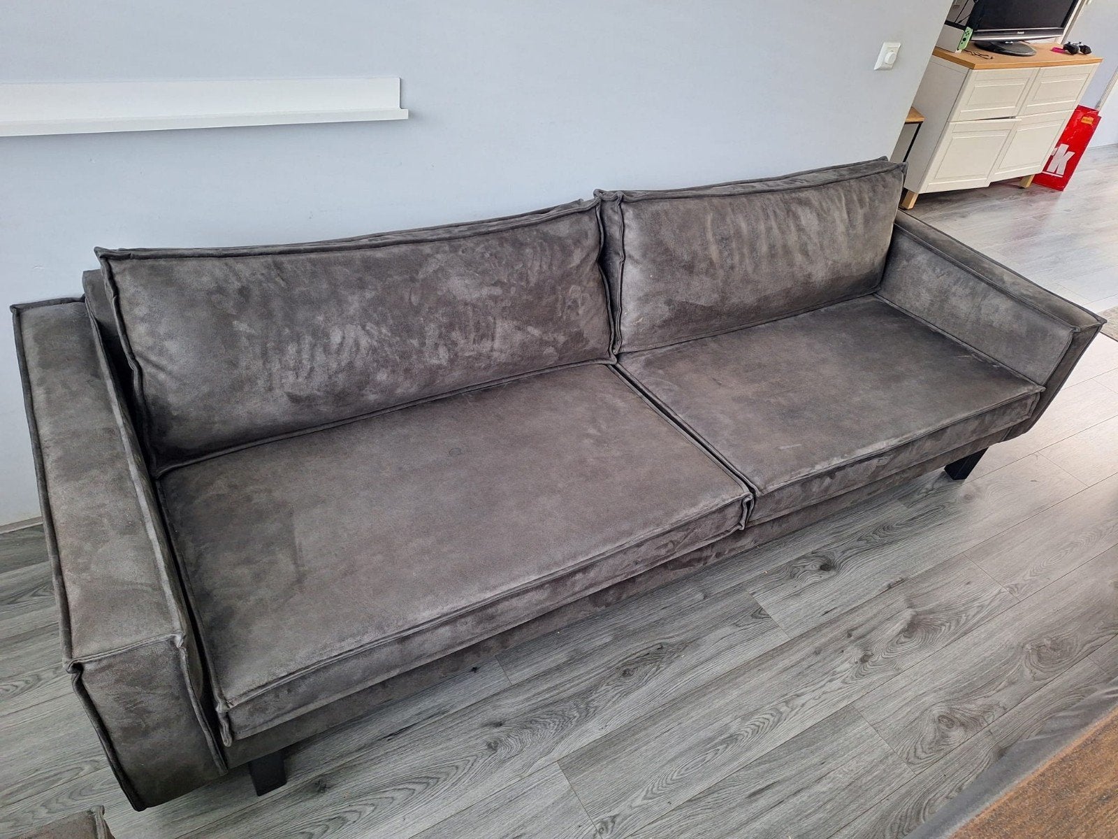 NOUS Living Lexington, 4 persoonszitsbank met hocker - Grijs, Ophalen, Modern, Comfortabel, Gebruikt, 125 cm of meer