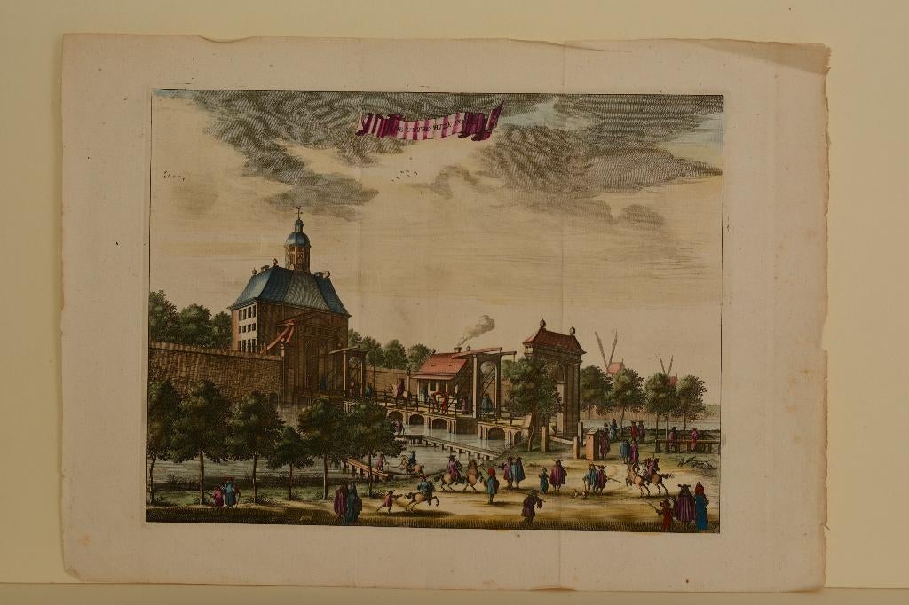 AMSTERDAM UTRECHTSEPOORT FREDERIKSPLEIN Gravure 1693 GQ9, Antiek en Kunst, Kunst | Etsen en Gravures, 26 cm, 34 cm, Verzenden