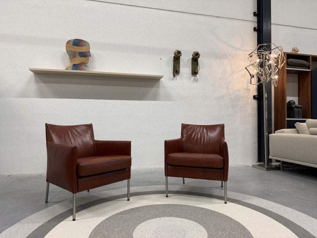 2 Plantagie Fauteuils Bruin aniline leer design stoel
