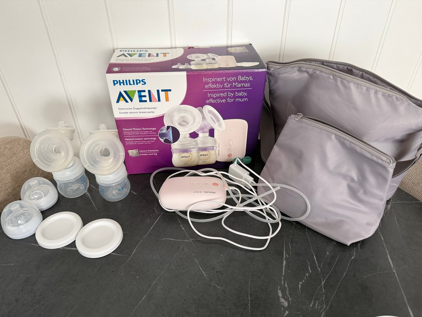 Philips Avent Dubbele Elektrische Borstkolf met Accessoires, Ophalen of Verzenden, Zo goed als nieuw