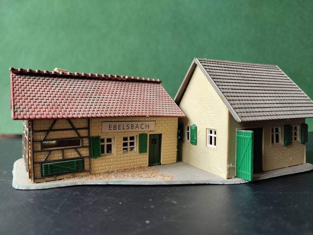 Modelhuisjes spoorbaan HO set 1, Overige merken, Gebruikt, Gelijkstroom of Wisselstroom, Brug, Tunnel of Gebouw
