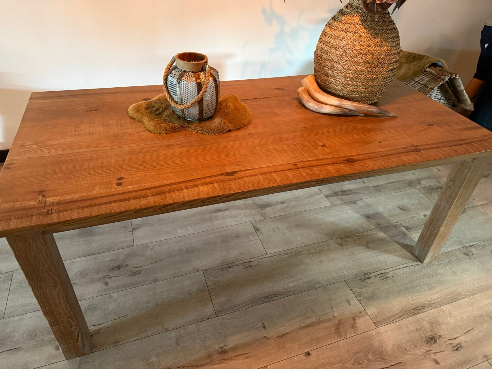 Robuuste eettafel van eikenhout - Gebruikt, Huis en Inrichting, Tafels | Eettafels, Ophalen, Gebruikt, Eikenhout, 50 tot 100 cm