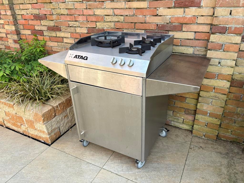 ATAG RVS gasfornuis - 3 pits - perfect voor de buitenkeuken, Witgoed en Apparatuur, Kookplaten, Ophalen, Gebruikt, 3 kookzones of minder