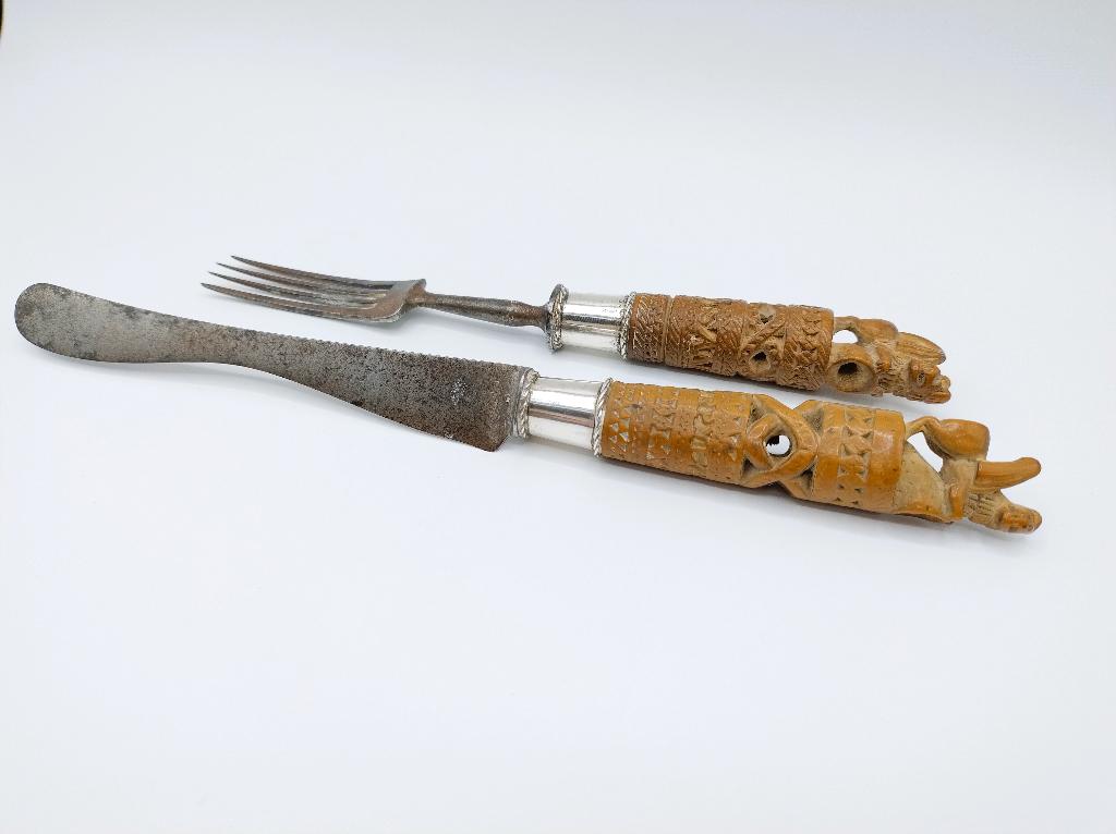 West Fries couvert, gestoken houten heften met zilver, 1867, Antiek en Kunst, Antiek | Goud en Zilver, Verzenden, Zilver