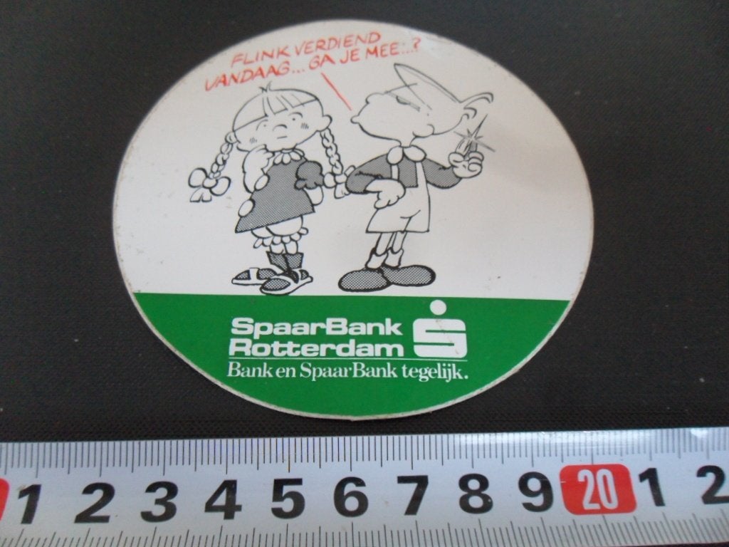 sticker Rotterdam SpaarBank Flink verdiend vandaag ga je mee, Verzamelen, Ophalen of Verzenden, Zo goed als nieuw
