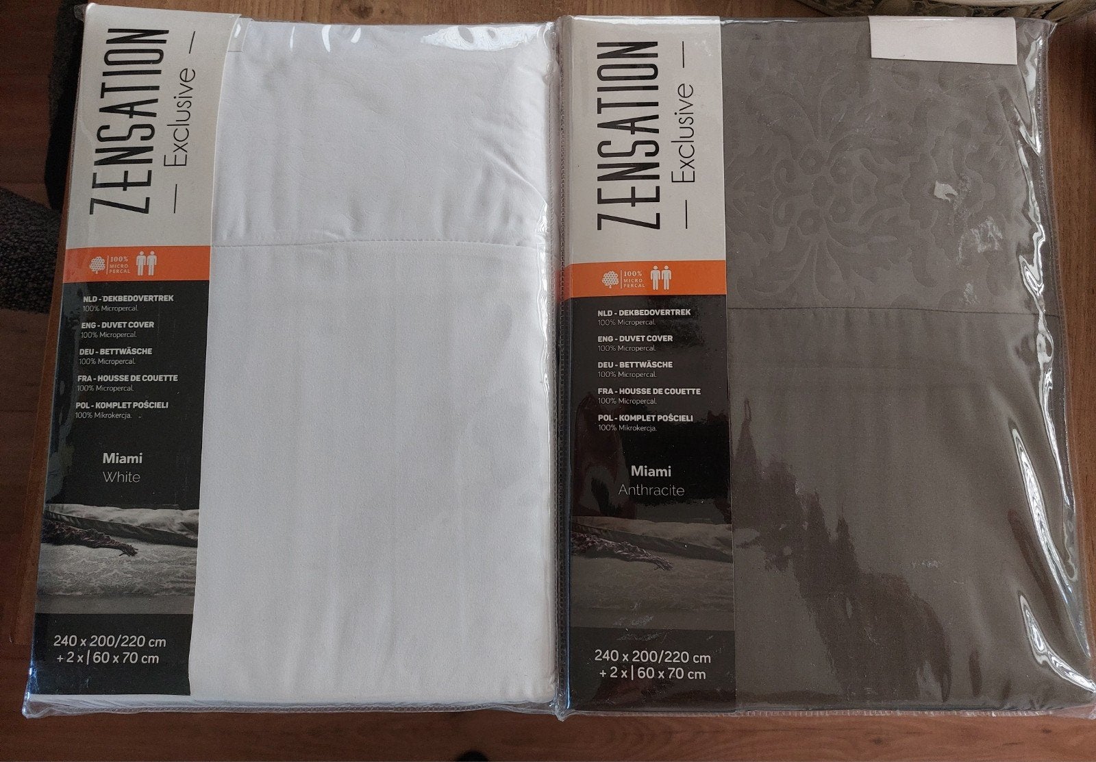 Dekbedovertrekken Miami wit en Miami antraciet Nieuw 240x220, Ophalen of Verzenden