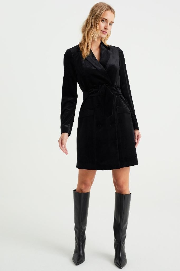 Stijlvolle velvet blazerjurk van WE Fashion, Kleding | Dames, Ophalen, WE, Zwart, Zo goed als nieuw