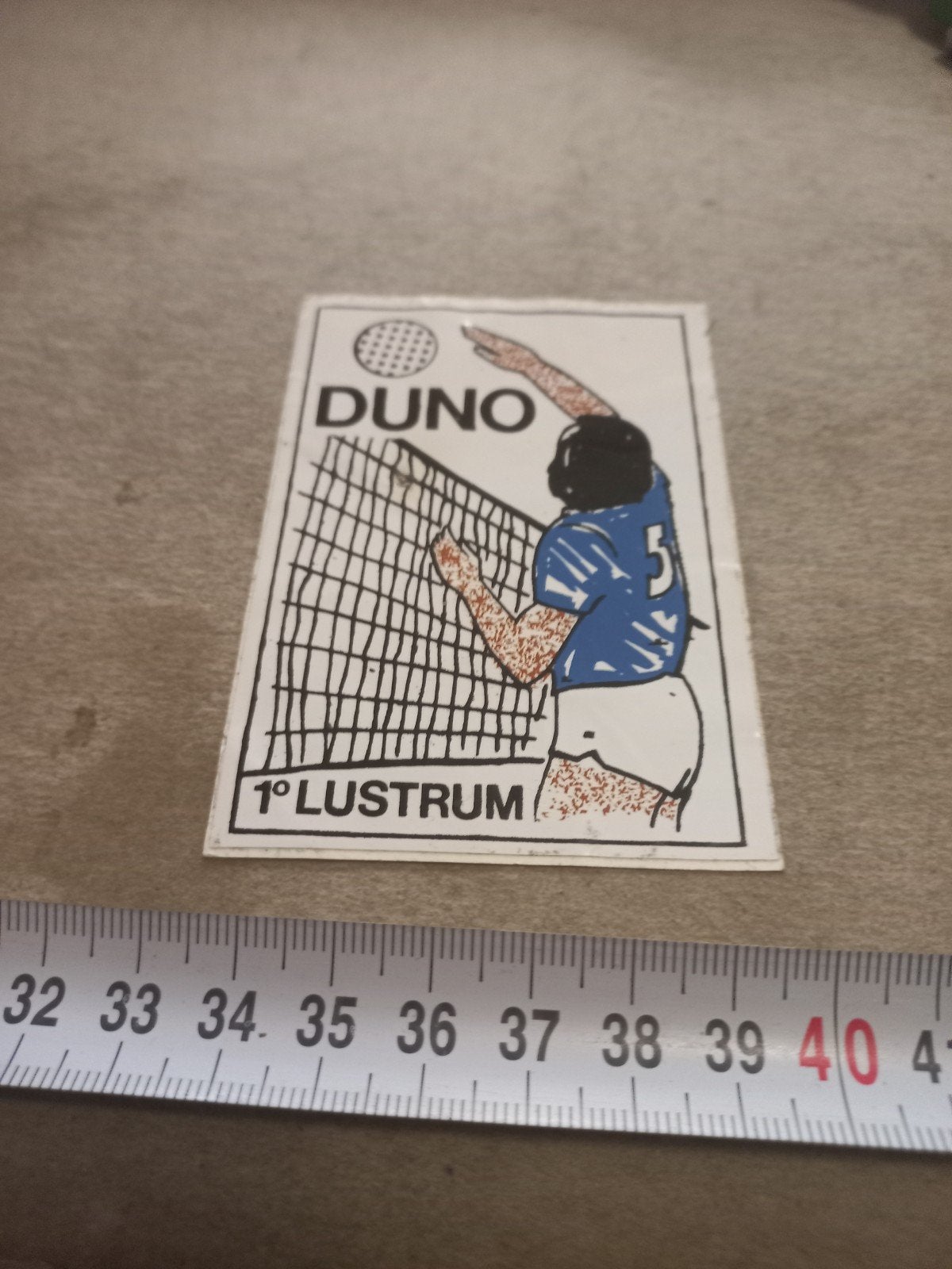 Vintage DUNO 1e Lustrum volleybal sticker/plaatje, Ophalen of Verzenden