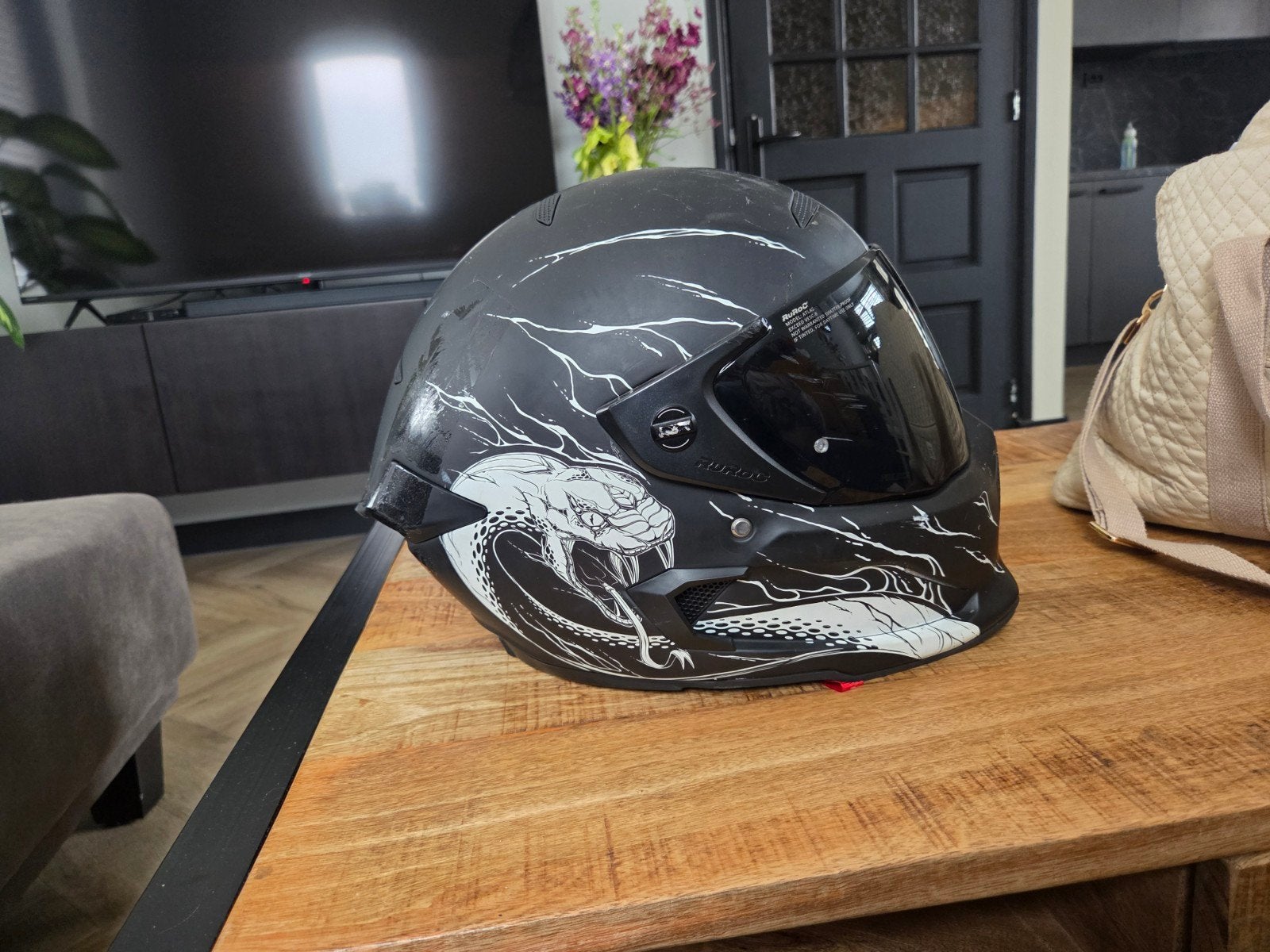 RuRoc Atlas 3.0 Motorhelm met slang design, Ophalen of Verzenden, Tweedehands, Integraalhelm, Overige merken