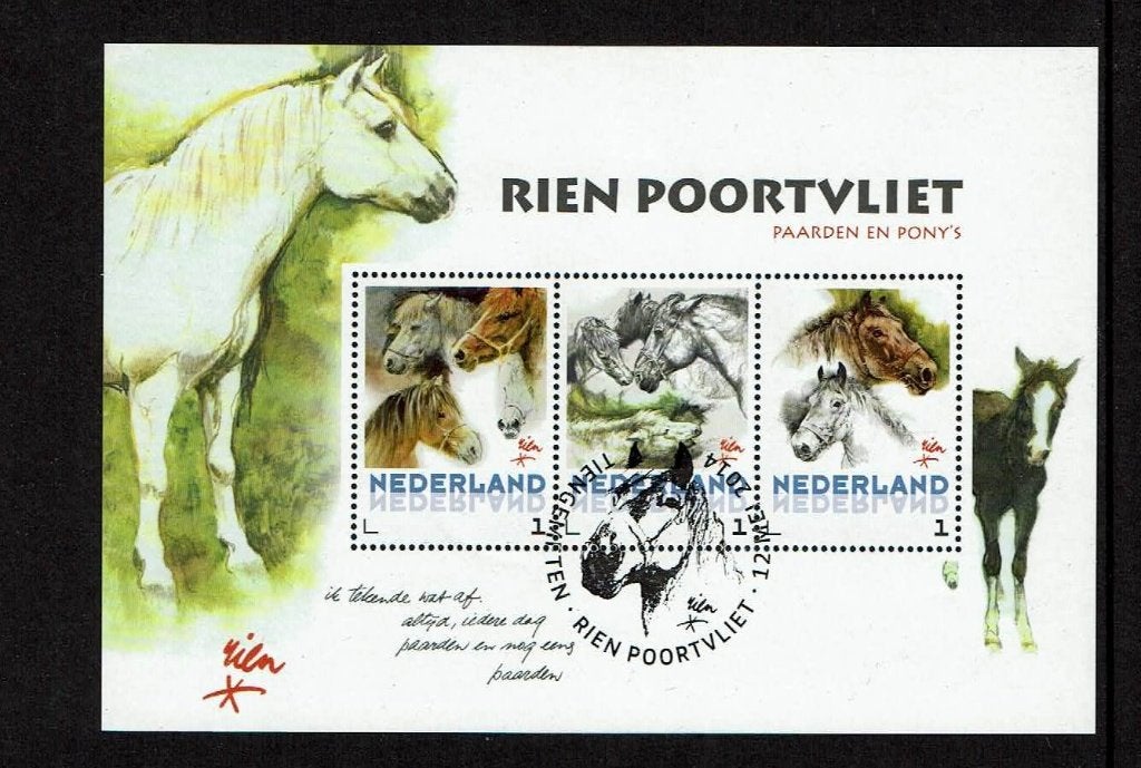 Nederland Rien Poortvliet paarden en pony's gestempeld, Postzegels en Munten, Verzenden, Na 1940, Gestempeld