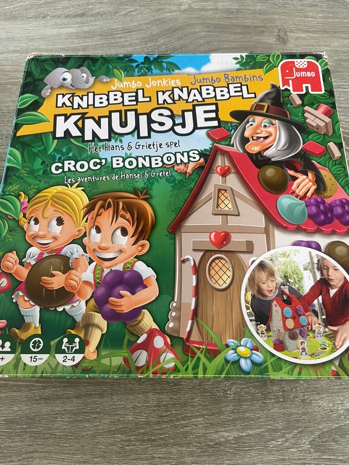 Knibbel knabbel Knuisje, Drie of vier spelers, Ophalen, Gebruikt