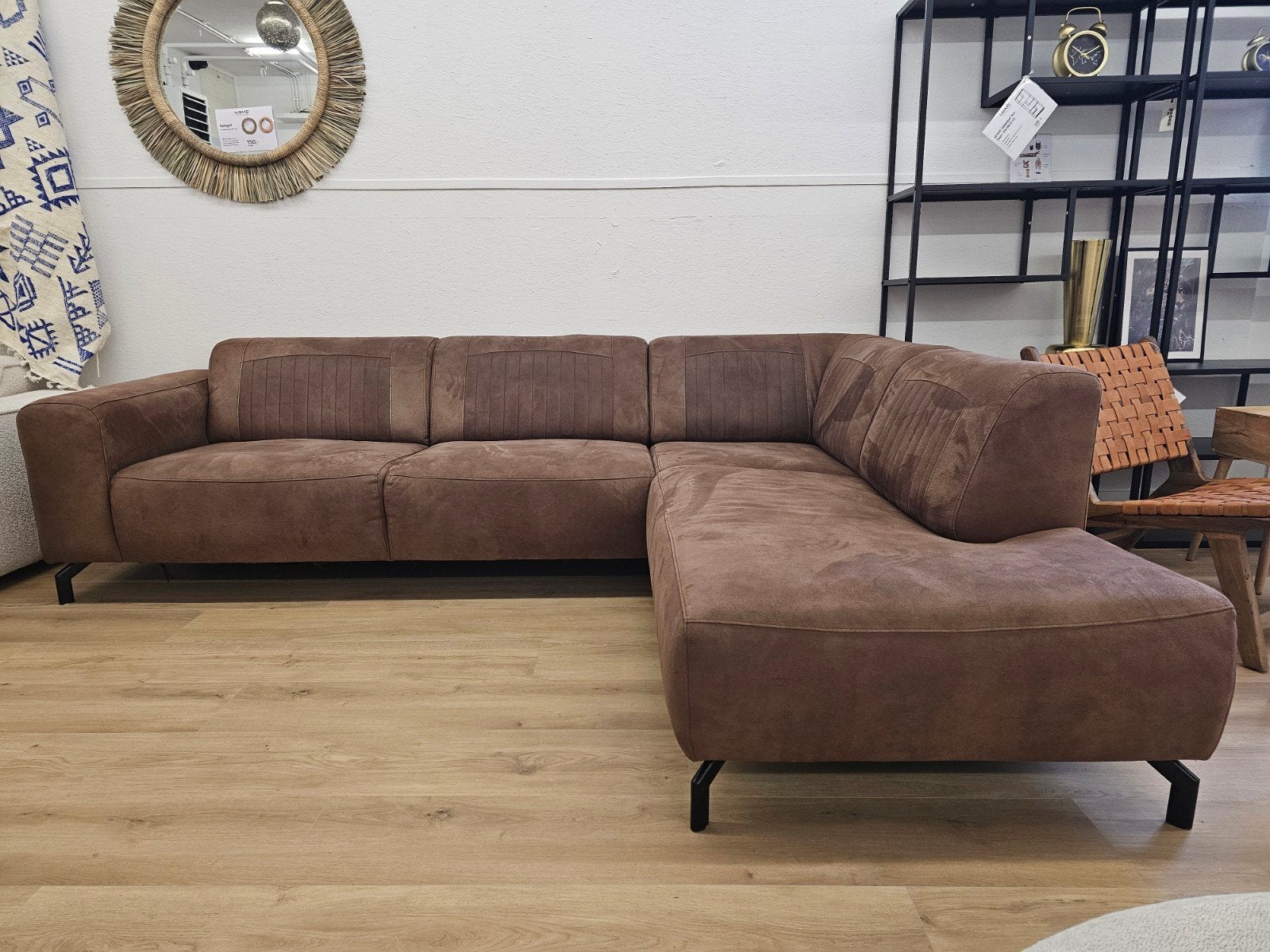 Hoekbank  - Microvezel  - Piano Leuning, 125 cm of meer, 125 cm of meer, Zo goed als nieuw, Info@homefriesland.nl