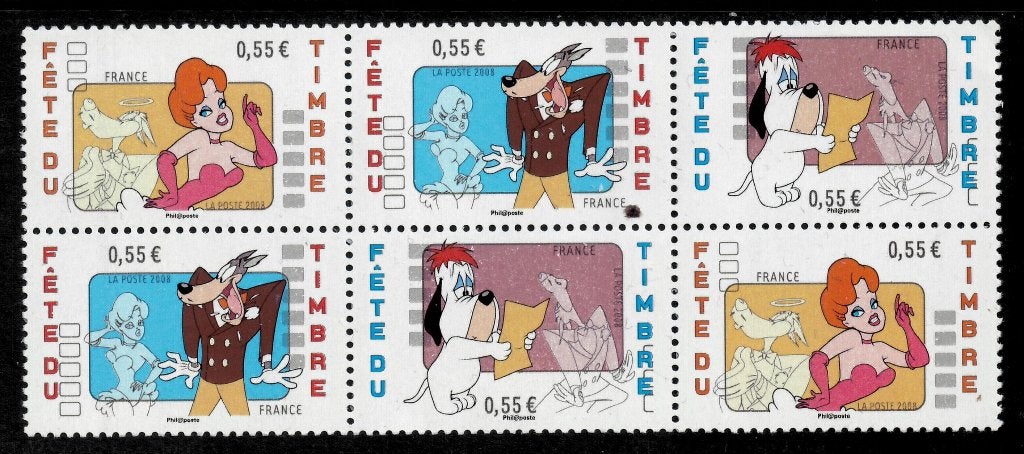 Jaar 2008 Yv 4146 Bande de 6 timbres de Droopy et ses amis., Ophalen of Verzenden, Postfris