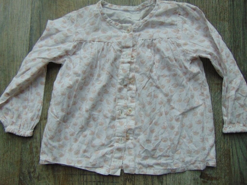 Mango blouse wit met flamingo's maat 86 lange mouwen, Meisje, Mango, Ophalen of Verzenden, Zo goed als nieuw