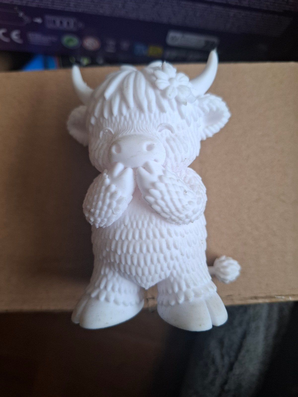 3D geprinte hooglander koe beeldje, Ophalen of Verzenden, Zo goed als nieuw, Dier