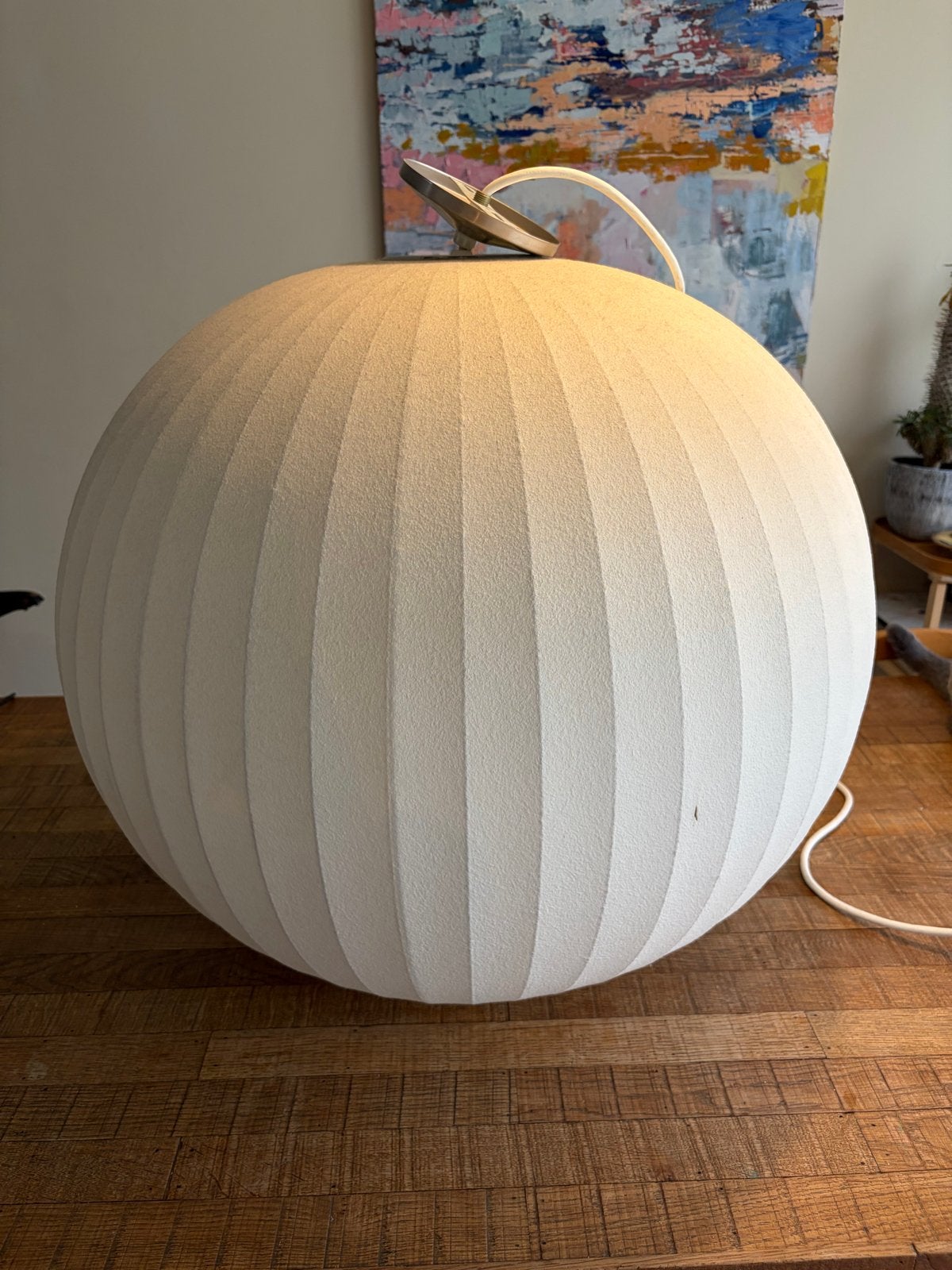 George Nelson Bubble Lamp - Goede staat, Ophalen of Verzenden, Gebruikt, Kunststof, Minder dan 50 cm