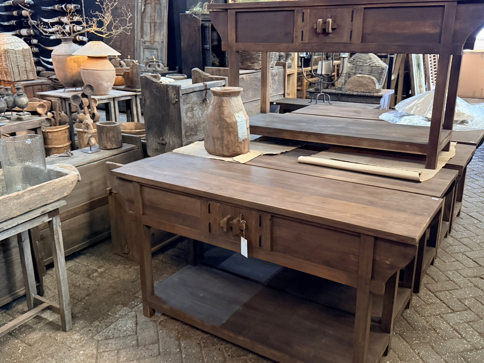 Actie Sidetable wandtafel haltafel met schap deurtjes, Huis en Inrichting, Ophalen, Stoer sober landelijk hoffz aura peeperkorn