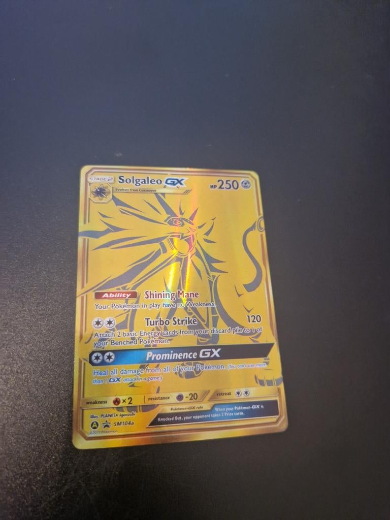 pokémon kaart gouden Solgaleo GX 250HP, Ophalen, Zo goed als nieuw