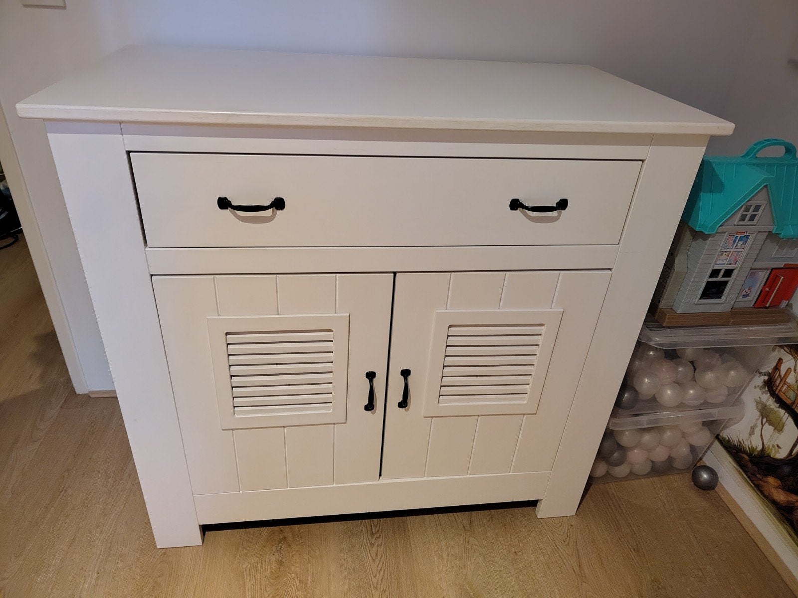 Witte commode van Babypark met bijpassend plankje, Ophalen, Gebruikt, 50 tot 70 cm, 100 cm of meer