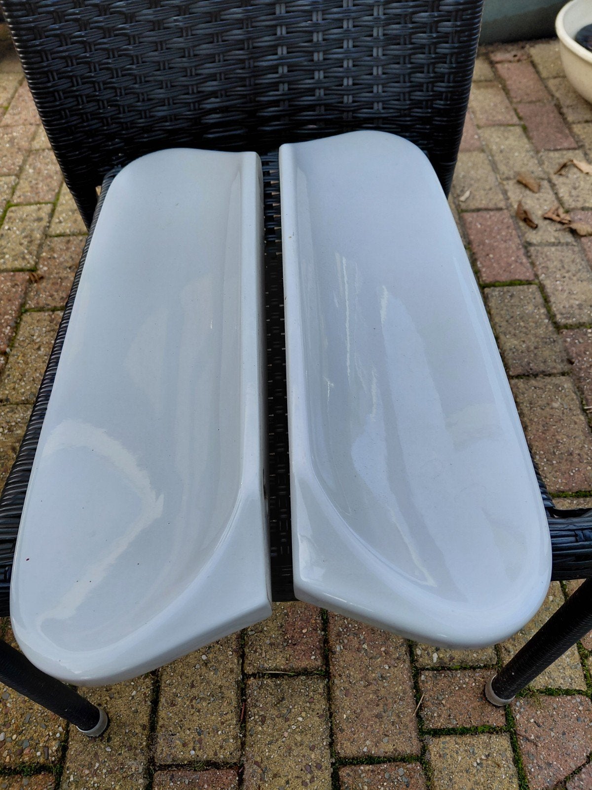 2 identieke planchets wit hoogglans keramiek 15x50 cm, Ophalen, Minder dan 50 cm, Gebruikt, Overige typen