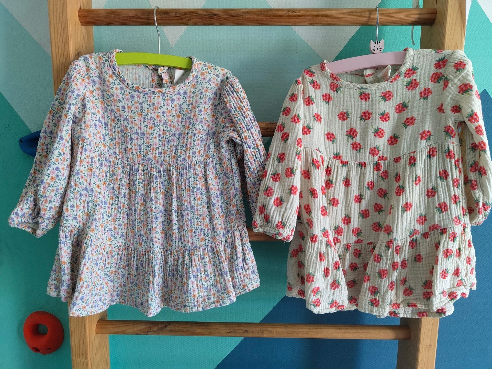 Twee matchende Hema jurkjes maat 86 tweeling, Ophalen of Verzenden, Zo goed als nieuw, Meisje, Jurkje of Rokje