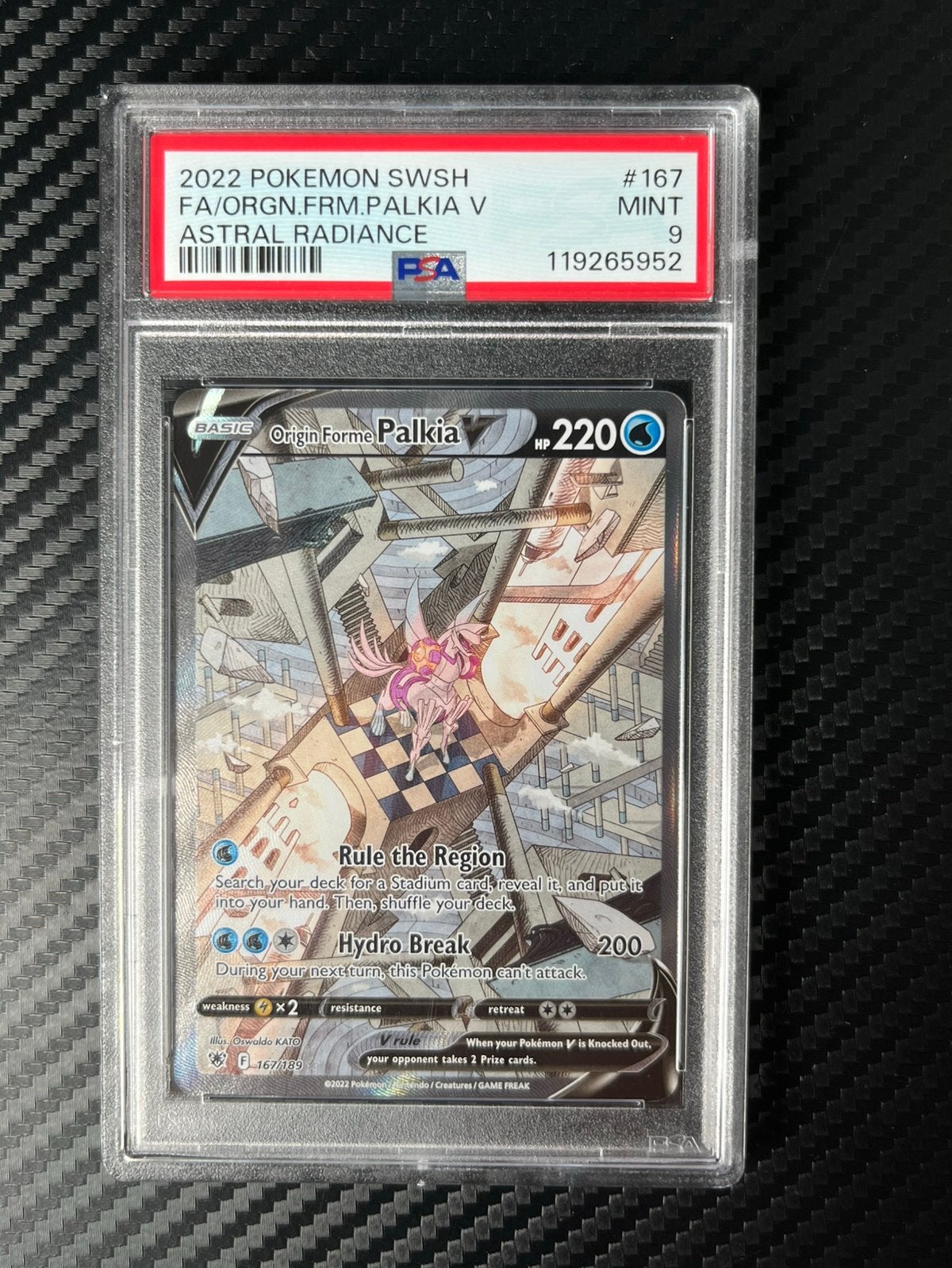 Origin Forme Palkia V #167 Pokemon Astral Radiance PSA 9, Ophalen of Verzenden, Zo goed als nieuw