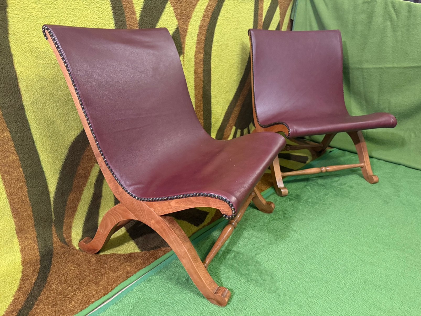 Pierre Lottier slipper chairs, set van 2 leren designstoelen, Ophalen of Verzenden