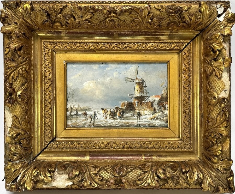 104. Olieverfschilderij – winters tafereel, 20e eeuw, Ophalen