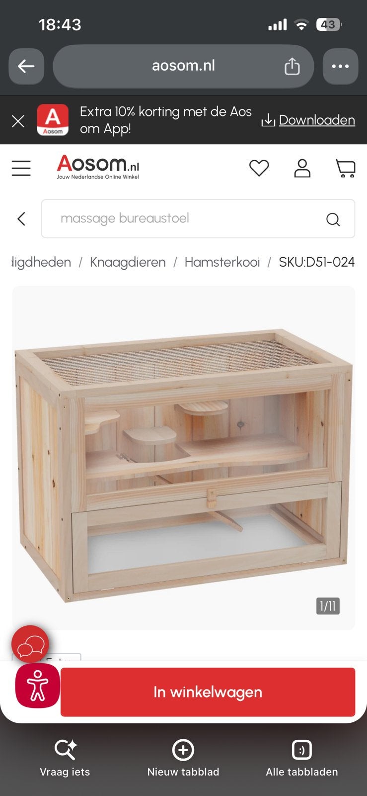 Hamsterkooi knaagdieren kooi, Ophalen of Verzenden, Zo goed als nieuw, Kooi, Minder dan 60 cm