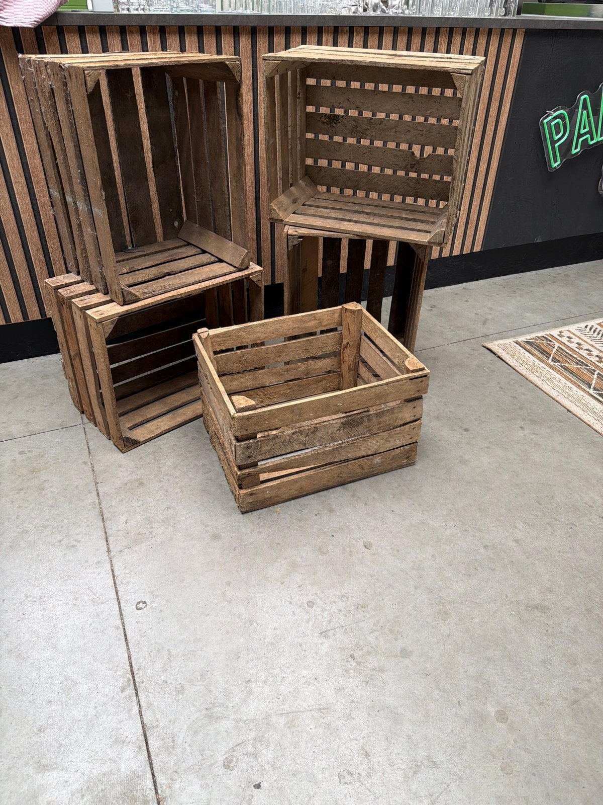 Set van 6 Houten Kratjes - Decoratief en Praktisch, Doe-het-zelf en Verbouw, Kratten en Dozen, Ophalen, Gebruikt, Minder dan 35 cm