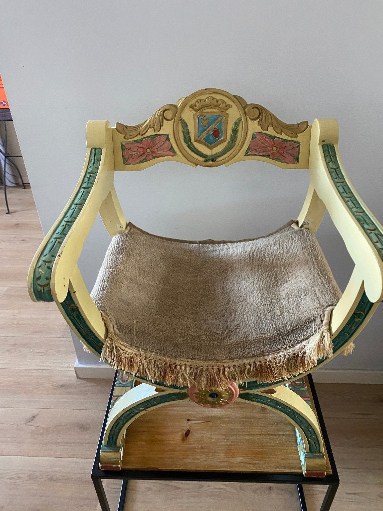 Antieke Savonarola stoel, Antiek en Kunst, Antiek | Meubels | Stoelen en Banken, Ophalen