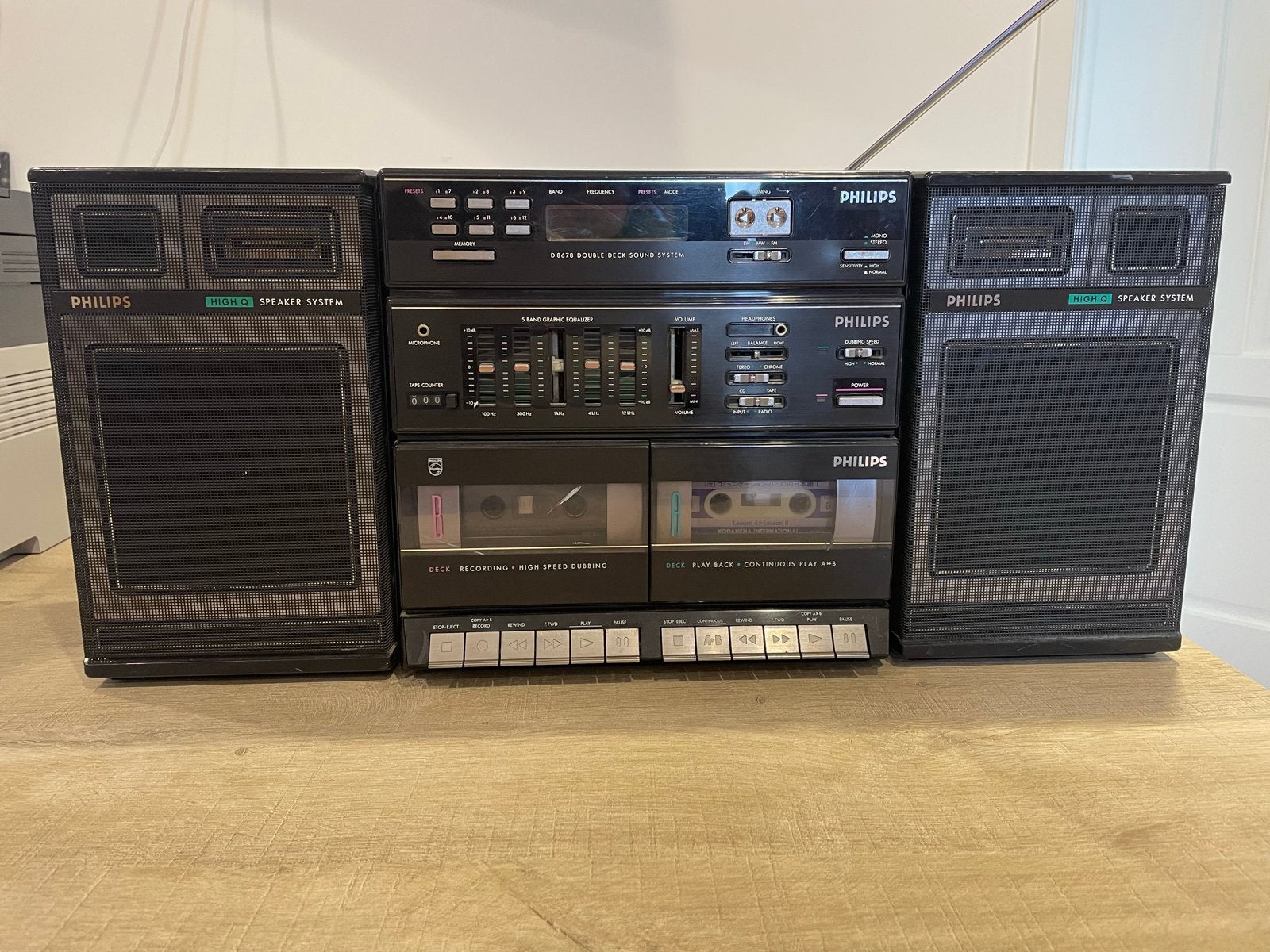 Philips Stereo Set met Dubbel Cassettedeck en Equalizer, Ophalen, Philips, Gebruikt, Cassettedeck