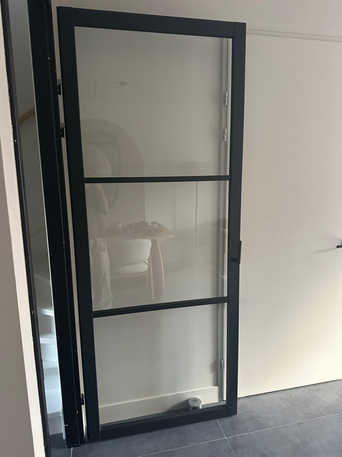 Opdekdeur met glas zwart, Ophalen, 215 cm of meer, Binnendeur, Glas