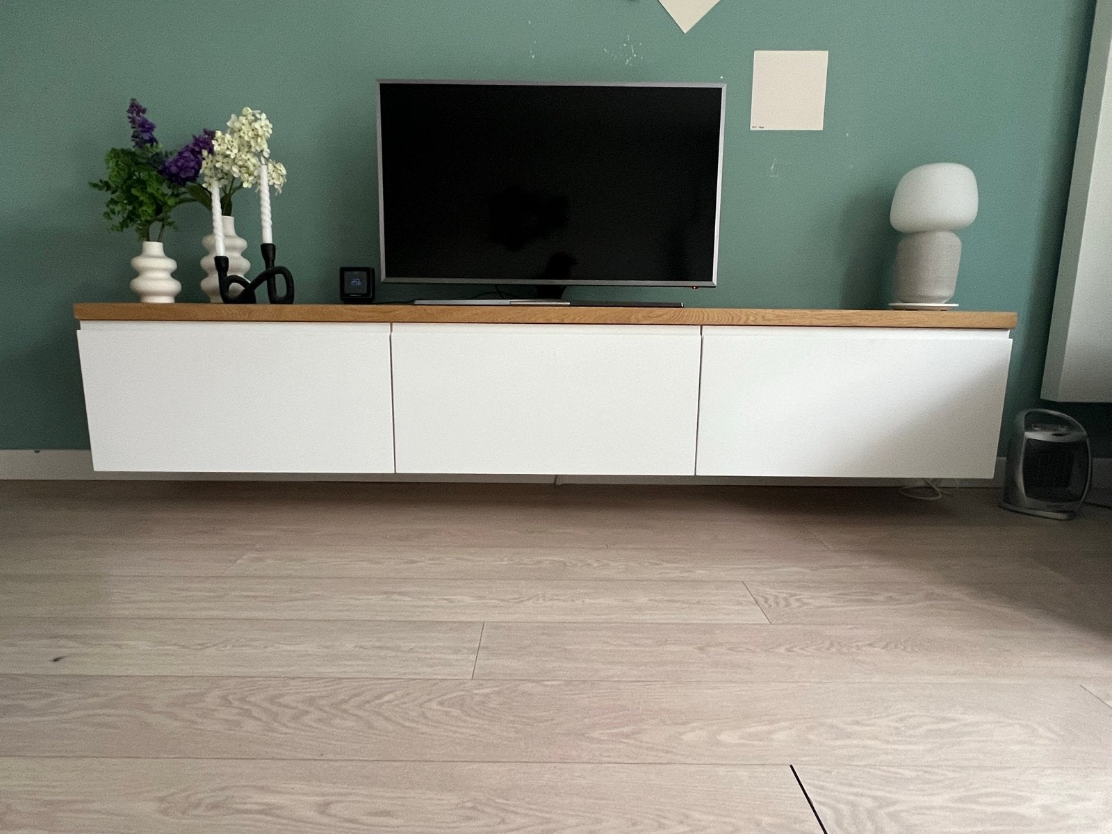 Zwevend dressoir met massief eikenblad - IKEA Metod, Ophalen, Eikenhout, Zo goed als nieuw, 200 cm of meer