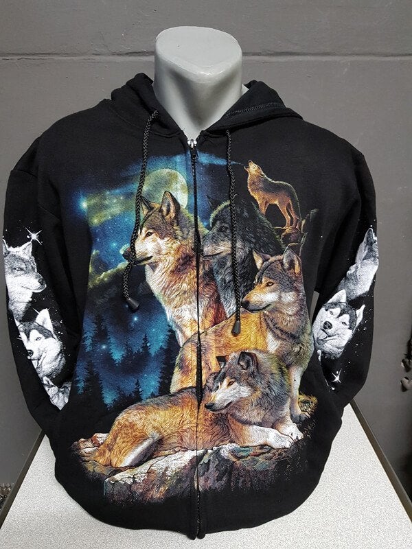 Zwart vest, Wolven, printvest, Ophalen of Verzenden, Nieuw, Overige maten, Zwart