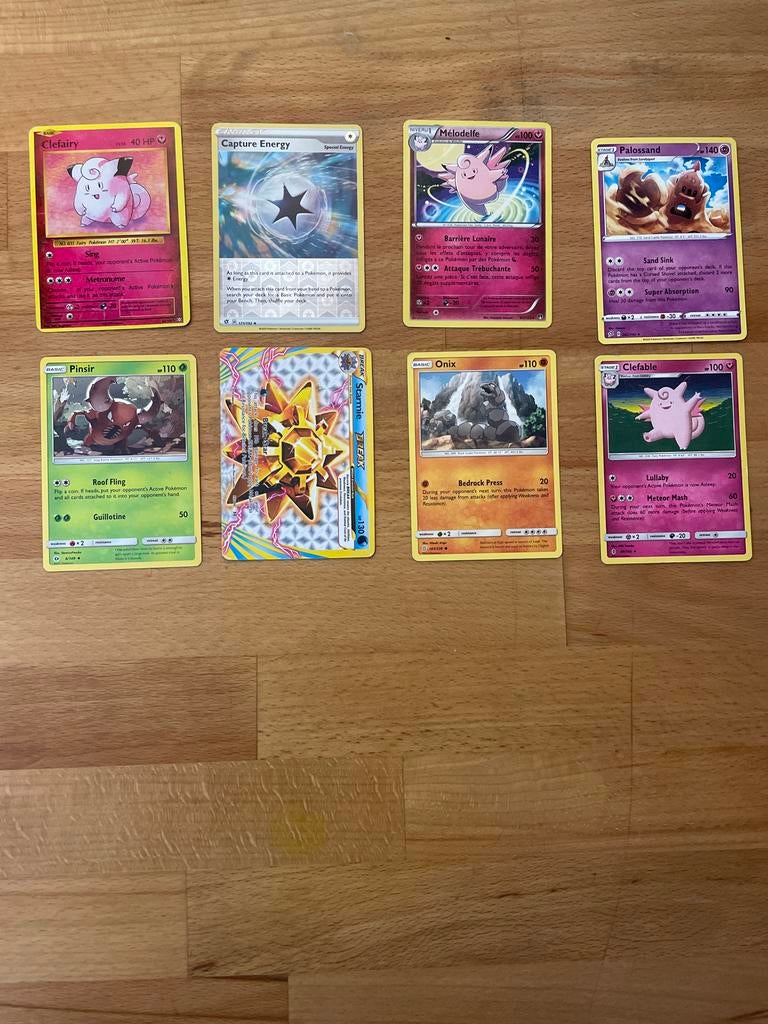 Pak van 8 diverse Pokémon kaarten, Ophalen of Verzenden, Gebruikt, Meerdere kaarten