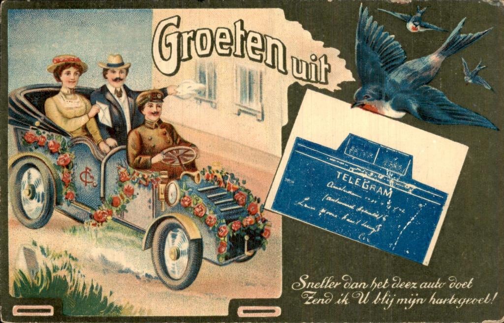 Stolwijk - Auto - Telegram, Verzamelen, Ansichtkaarten | Nederland, Gelopen, Zuid-Holland, Voor 1920, Ophalen of Verzenden