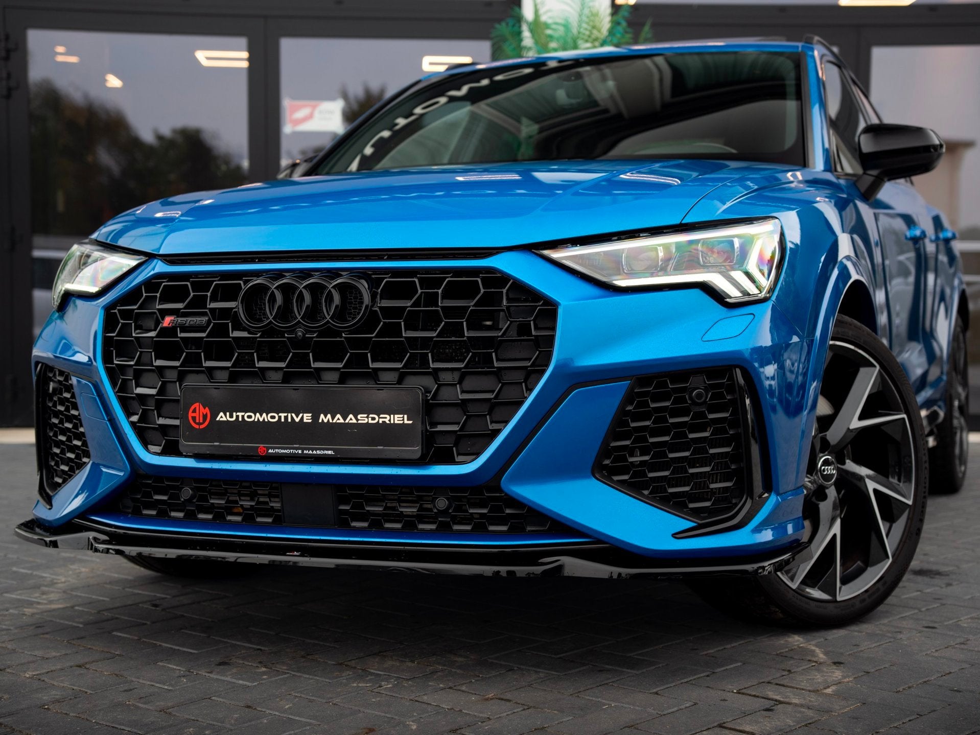 Audi Q3 TFSI RS/400PK/Pano/B&O/RS-Zetels/ACC/Maxton/360/, Auto's, Dealer onderhouden, Euro 6, Blauw, Vierwielaandrijving