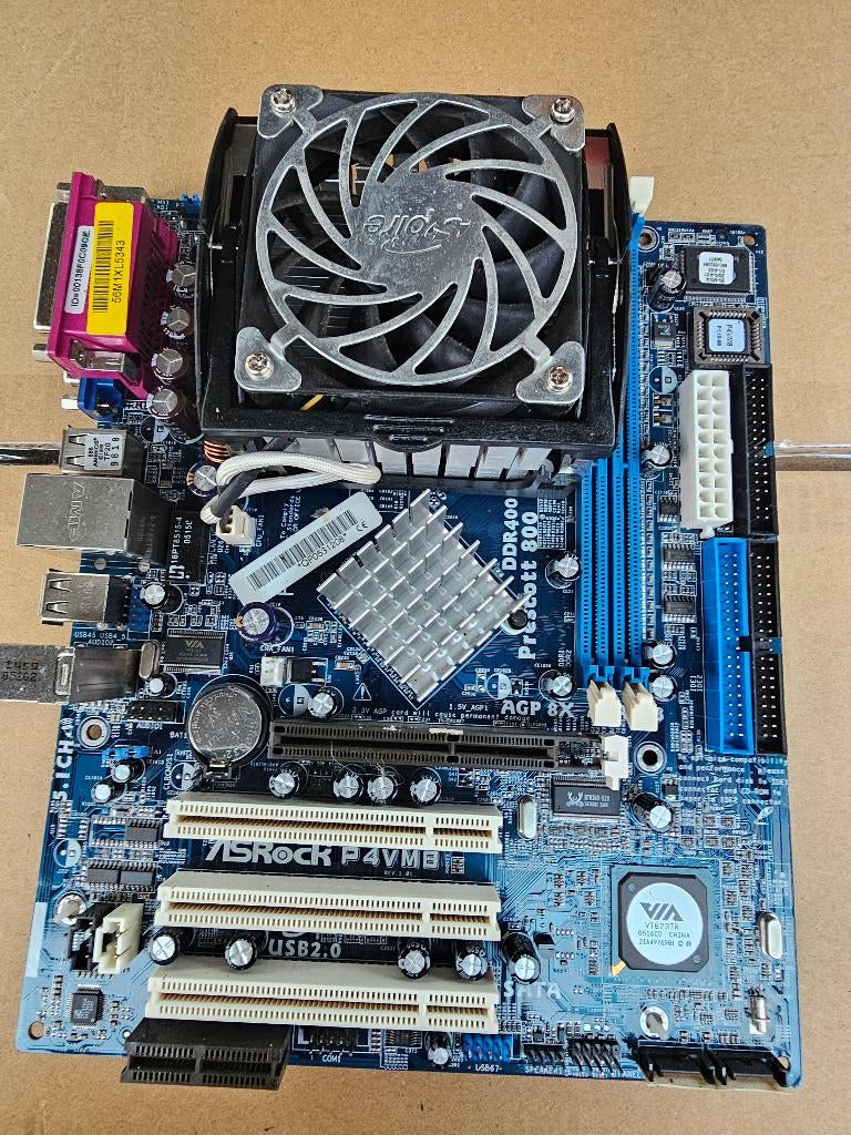 Asrock P4VMB Prescott 800, Gebruikt, Socket 478, Ophalen of Verzenden, Micro-ATX