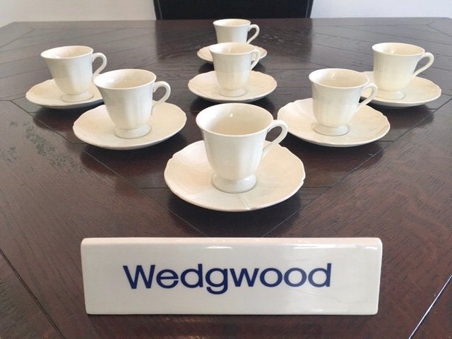 Wedgwood Queens Plain koffie kop en schotels, Ophalen of Verzenden, Zo goed als nieuw, Overige stijlen, Kop(pen) en/of Schotel(s)
