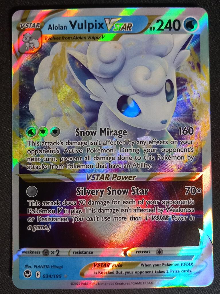 Alolan Vulpix VSTAR 034/195 Silver Tempest Ultra Rare NM, Verzenden, Zo goed als nieuw, Losse kaart, Foil