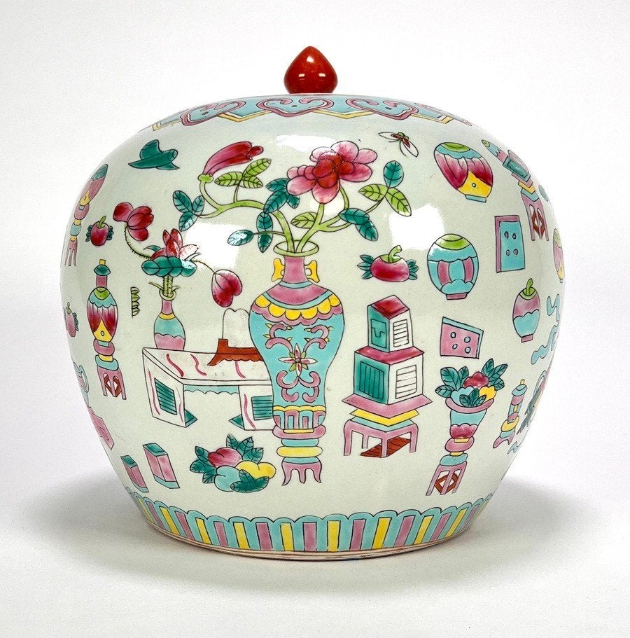 94. Porseleinen gemberpot - famille rose, China, 20e eeuw, Ophalen