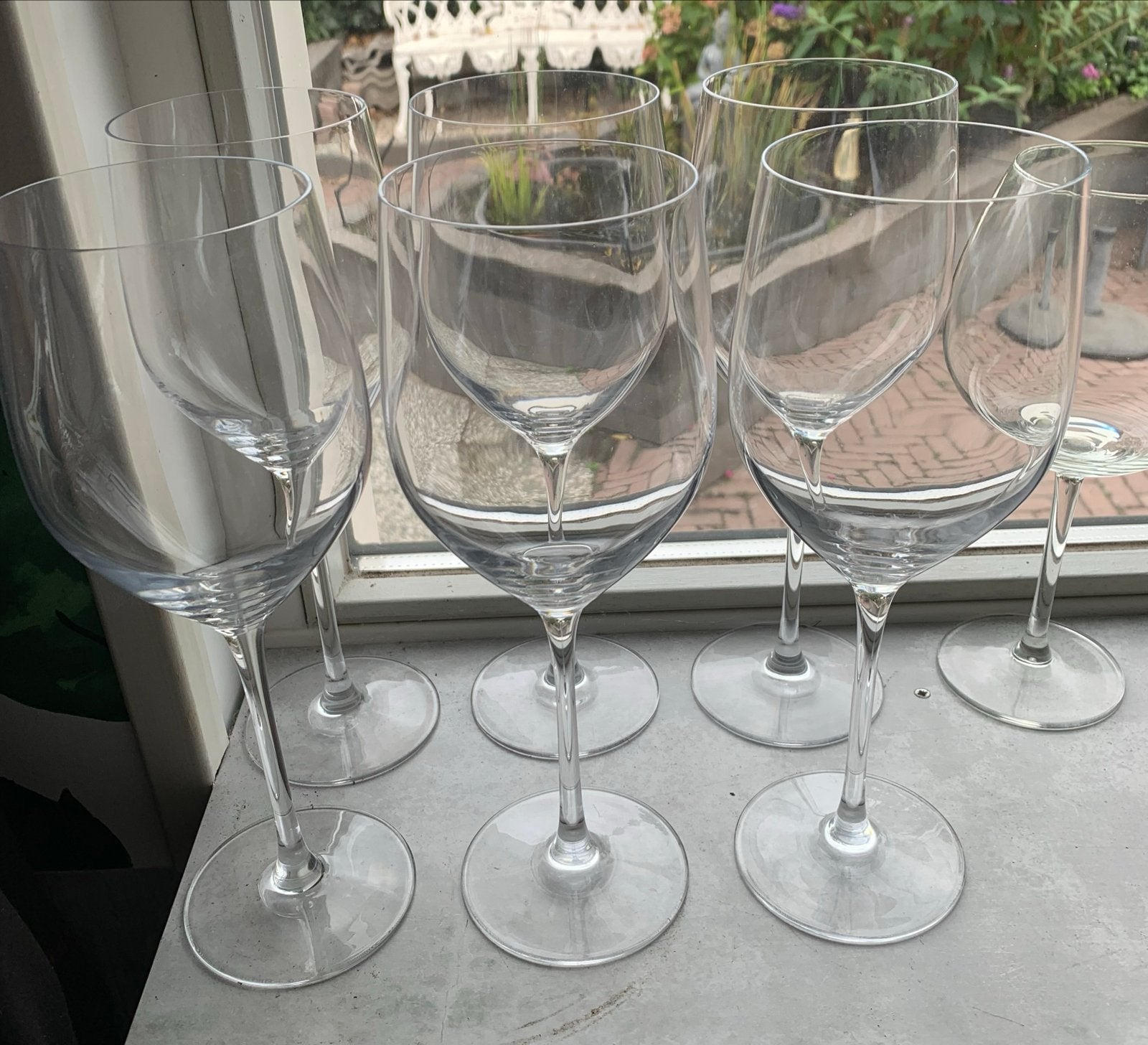 7 Wijnglazen - 6 + 1 Gratis, Ophalen, Zo goed als nieuw, Glas, Glas of Glazen