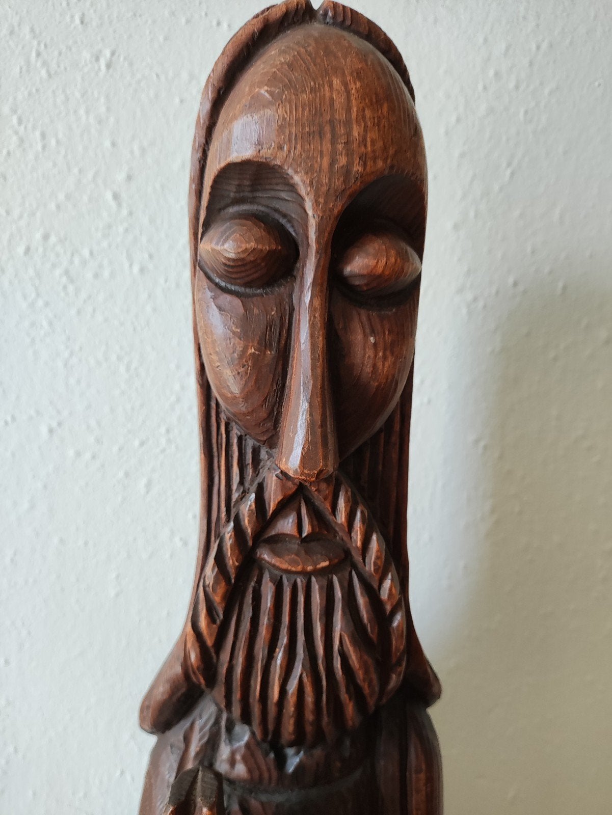 Prachtig groot oud zwaar houten beeld van een heilige, Ophalen