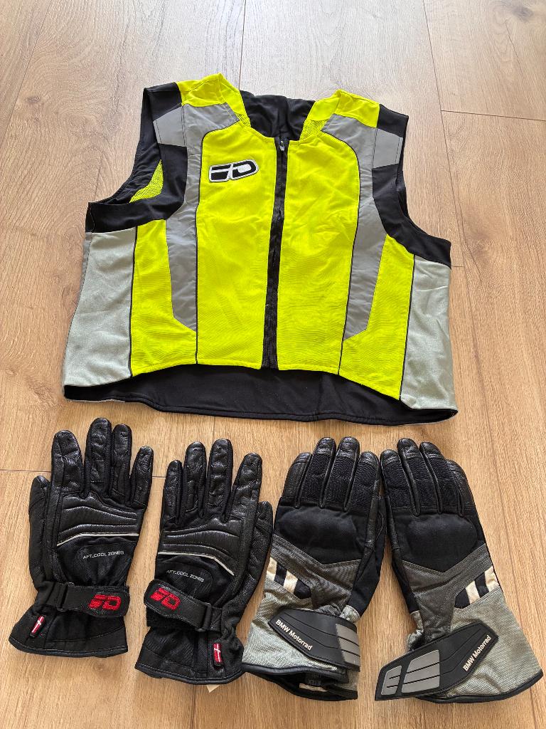 Motorhandschoenen zomer en winter en reflectiehesje maat S, Dames, Handschoenen, Tweedehands, Ophalen