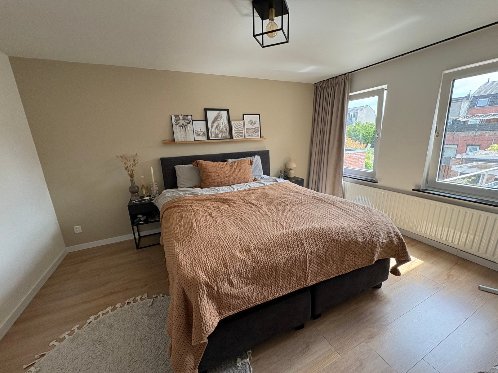 Bruin/terracotta beddensprei + bijhorende kussen, Ophalen, Eenpersoons, Bruin, Kussen
