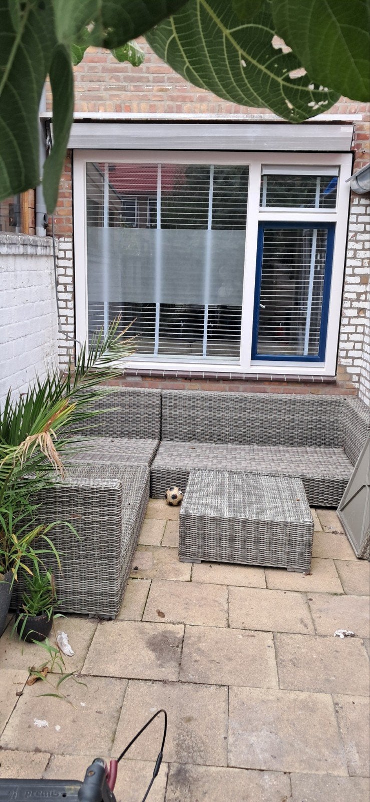 Wicker loungeset met 5 zitplaatsen en bijzettafel, 5 zitplaatsen, Gebruikt, Ophalen of Verzenden, Loungeset