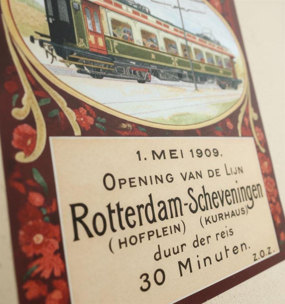 Rotterdam Scheveningen Electrische Spoorweg Poster Lijst, Verzenden, Nieuw, Trein, Overige typen