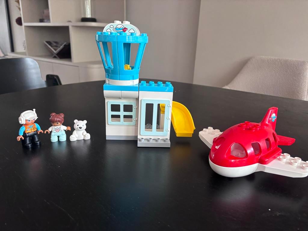 Duplo Vliegtuig met verkeerstoren en figuren, Ophalen, Gebruikt, Compleet, Duplo